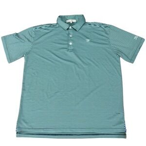 Bald Head Blues Mens XL Striped Performance Golf Polo Shirt Teal Blue Stretch